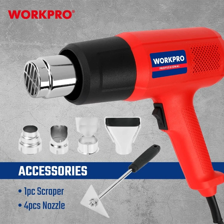 WORKPRO WP474004 heat gun with interchangeable nozzles and scraper accessories