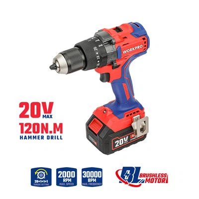 WORKPRO 20V BRUSHLESS IMPACT DRILL