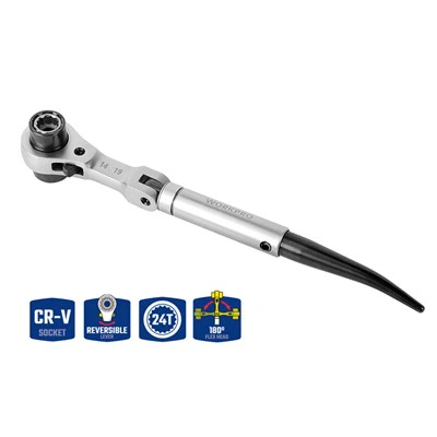 WORKPRO 4 IN 1 FLEXIBLE SHARP TAIL SOCKET RATCHET WRENCH