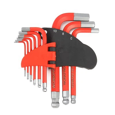 WORKPRO 9PC SHORT ARM BALL POINT HEX KEY SET(SAE)